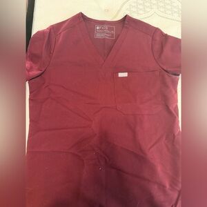 Figs Maroon Scrub Top